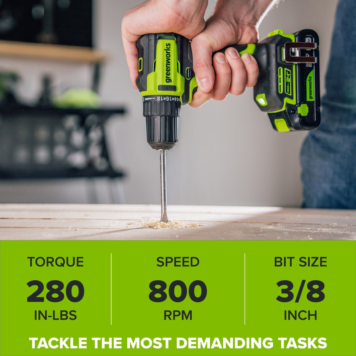 24V Cordless 280 in-lbs Drill/Driver Power Tool 6PC Combo Kit: (2) 2.0 Ah USB-C Batteries, 30W USB-C Charger Block, and 3' 100W USB-C Cable
