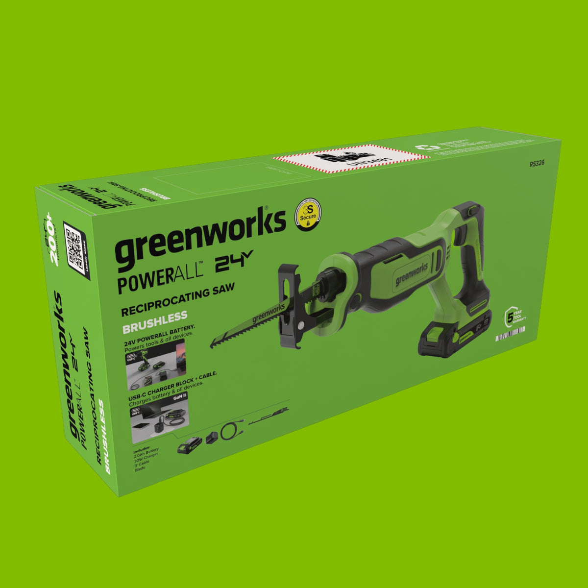 24V Cordless 280 in-lbs Drill/Driver Power Tool 3PC Combo Kit w/ 6-1/2" Circular Saw & 1-1/4" Reciprocating Saw : (2) 2.0Ah USB-C Battery, (2) 30W USB-C Charger, (2) 3' 100W USB-C Cable