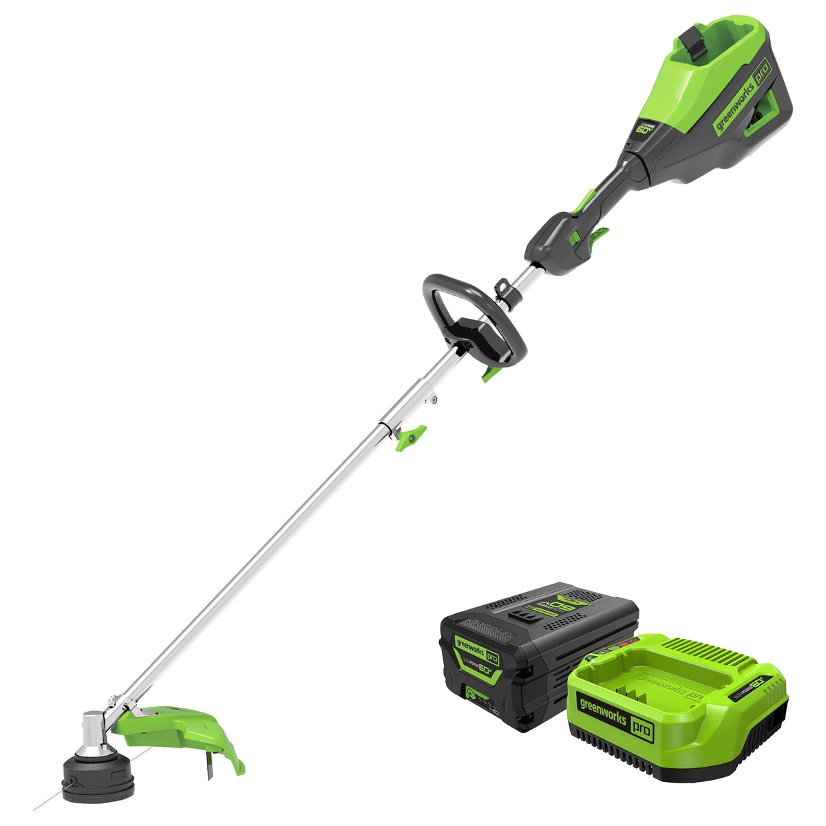60V 16" Cordless Battery String Trimmer (Attachment Capable) and 10" Polesaw Attachment Combo Kit: 4.0 Ah Battery and Charger