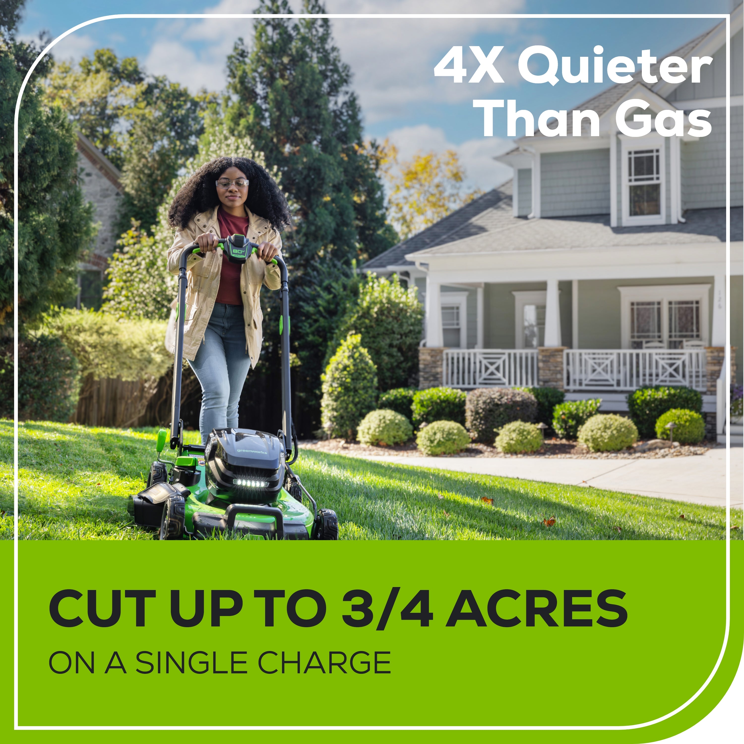 OPEN BOX 80V 22" Cordless Battery Dual Blade Self-Propelled Lawn Mower: (2) 4.0 Ah Batteries and Rapid Charger, LM2208S