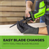 24V 1" One-Handed Compact Reciprocating Saw: 2.0 Ah Battery and Charger