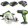 24V Brushless 1/2" Drill and 7-1/4'' Circular Saw Combo Kit: (2) 2.0 Ah Batteries and Charger