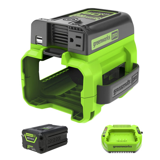 60V Cordless Battery 300 Watt Power Inverter: 2.5 Ah Battery and Charger