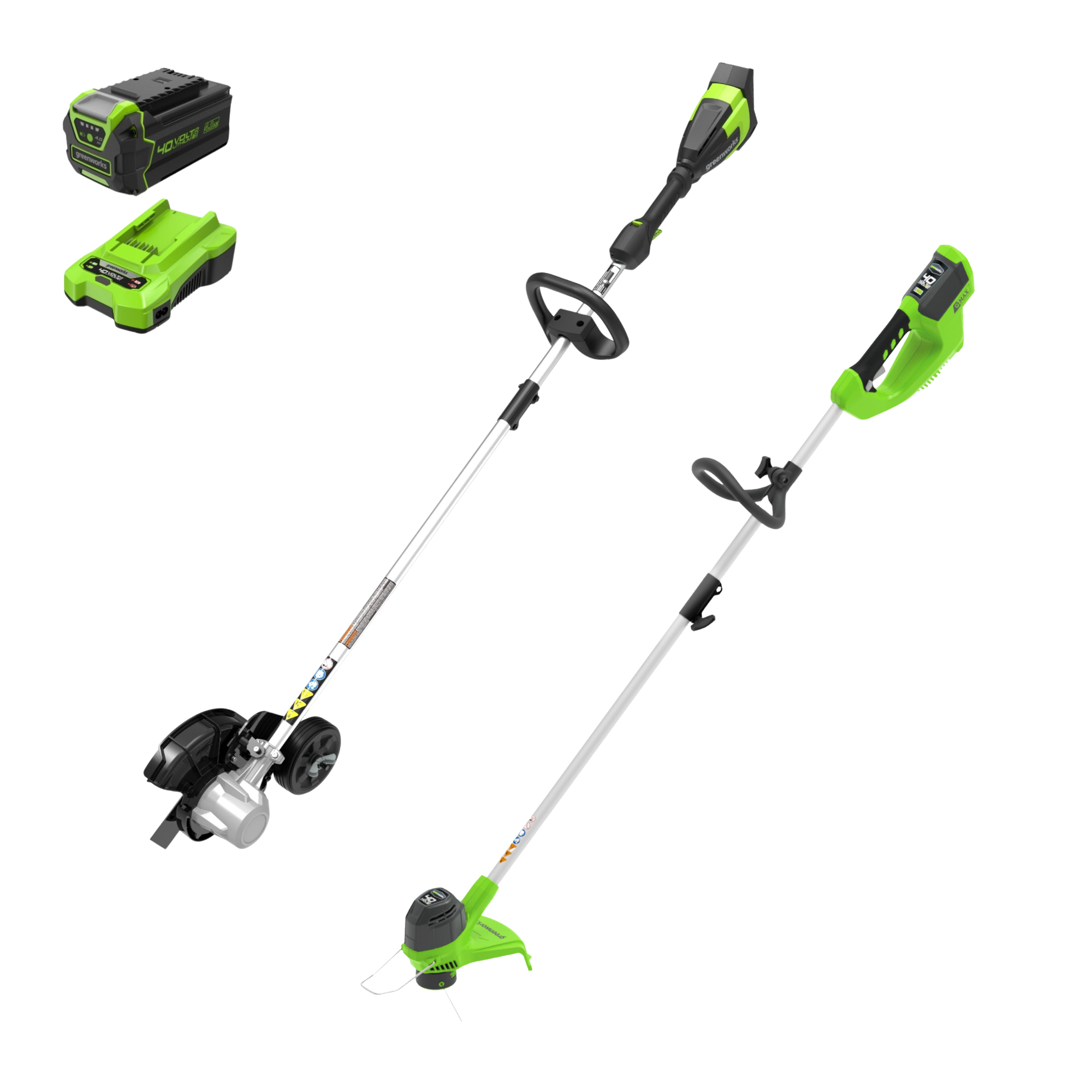 40V 8" Cordless Battery Edger and 12" String Trimmer Combo Kit w 4.0 Ah Battery and Charger