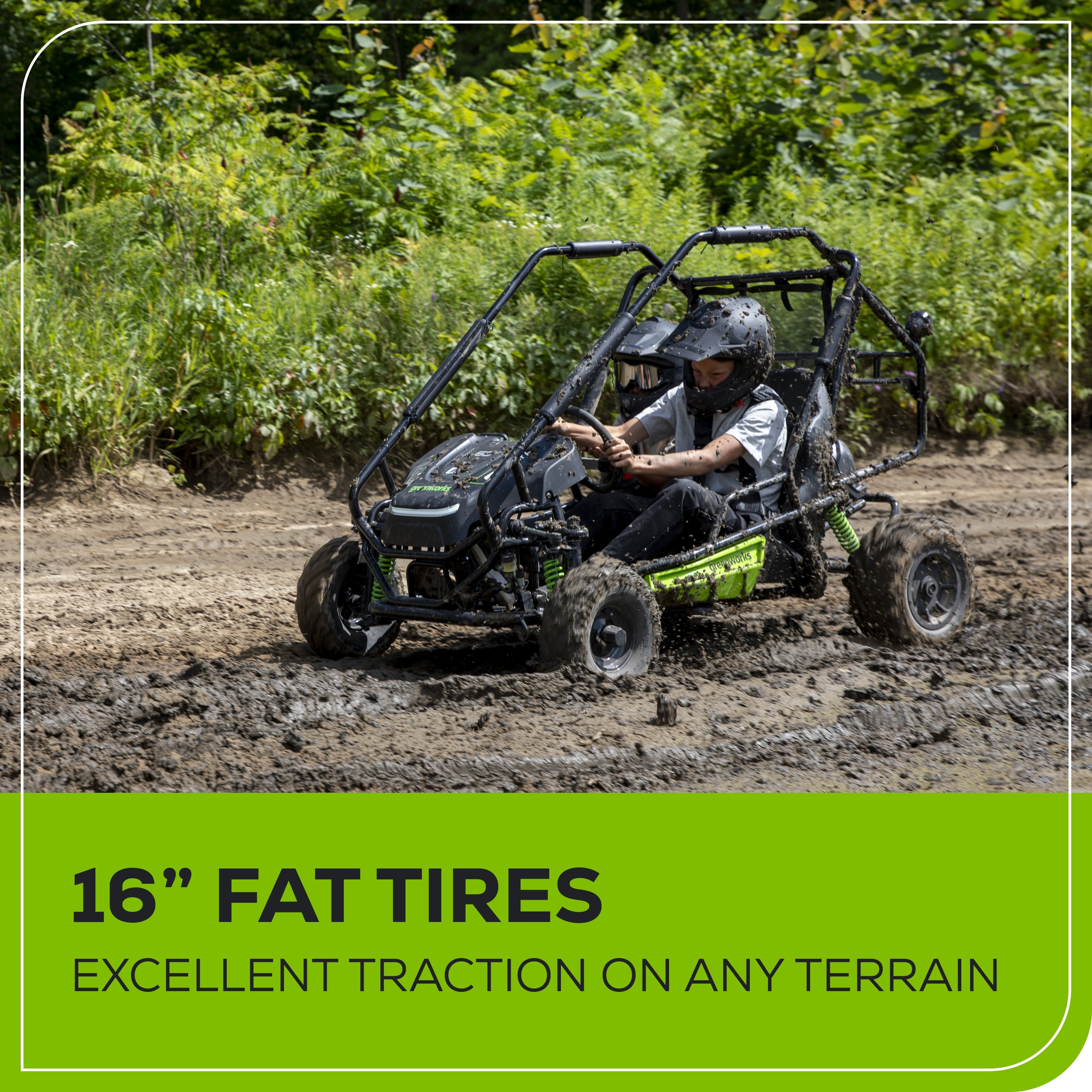 80V STEALTH Series All-Terrain 2-Seat Electric Youth Go-Kart: (2) 8.0 Ah Batteries and Dual-Port Charger