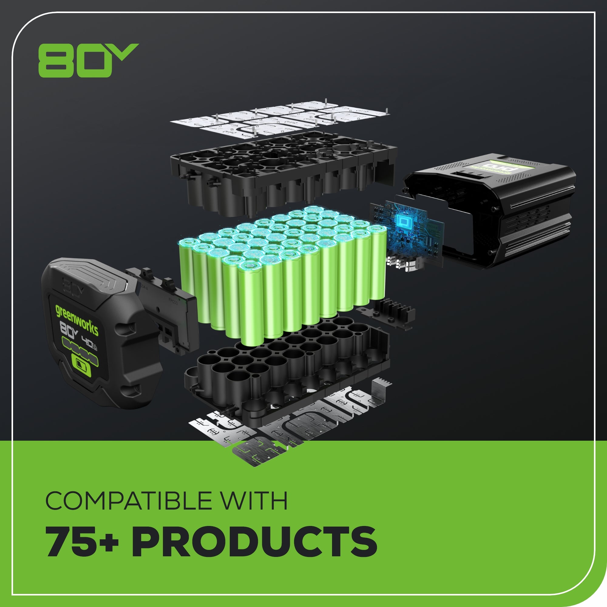 80V 18" Cordless Battery Chainsaw: 2.0 Ah Battery and Charger