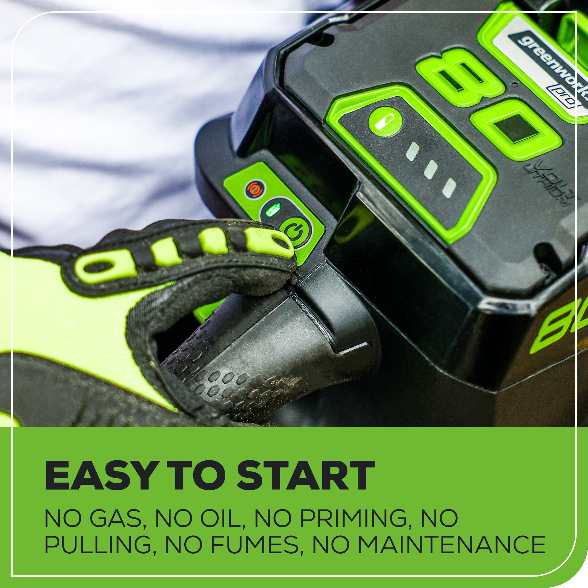 80V 18" Cordless Battery Chainsaw: 2.0 Ah Battery and Charger
