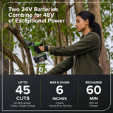 24V 6" Gen 2 Cordless Battery Brushless Pruner Saw: 2.0 Ah Battery and 2A Charger