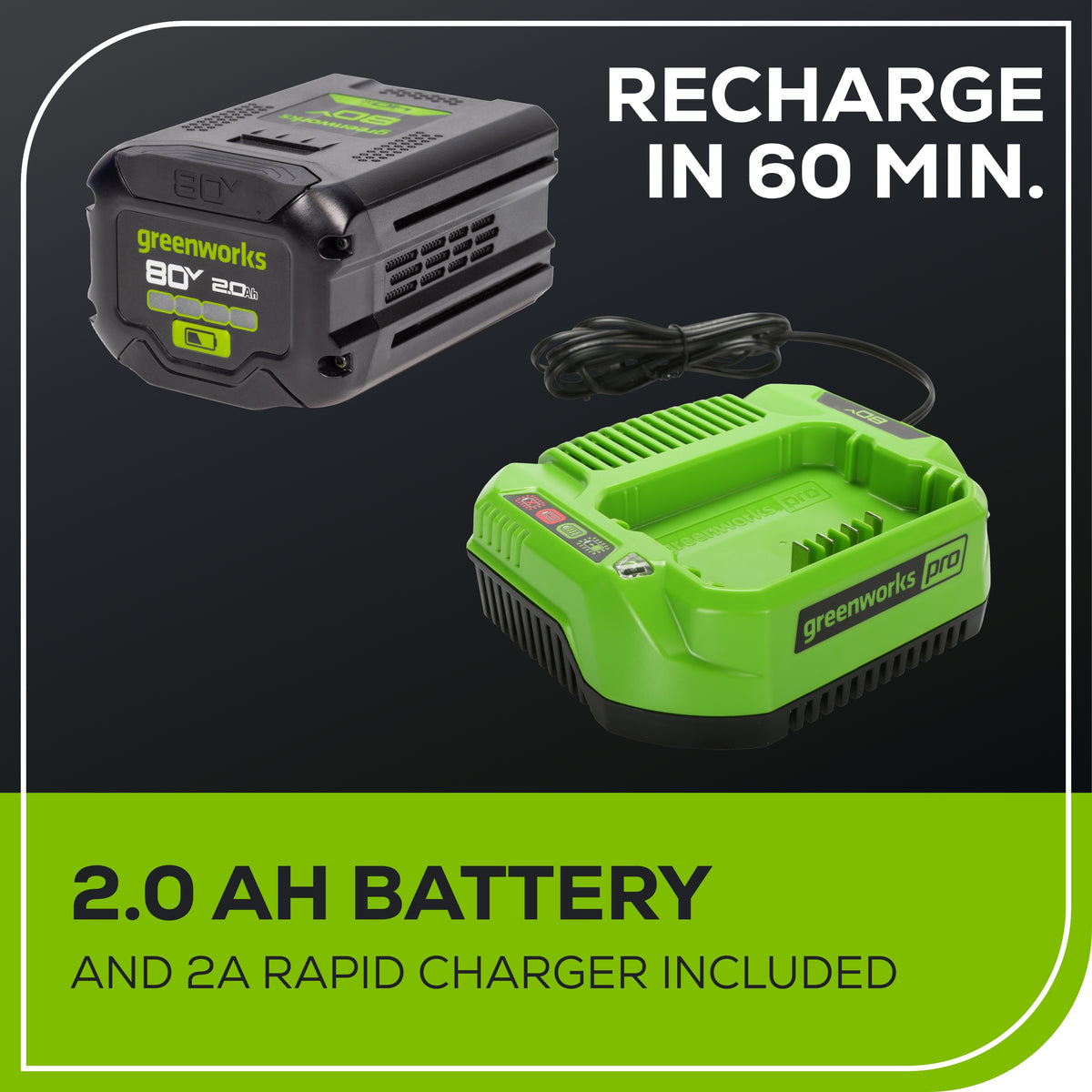 OPEN BOX 80V 17" Brushless String Trimmer: 2.0 Ah Battery and Charger