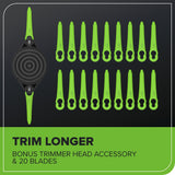 24V 13" Cordless Battery String Trimmer/Edger, 20PC Blades (Tool Only)