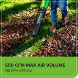 40V 550 CFM Cordless Battery Leaf Blower w/ 4.0 Ah Battery & Charger