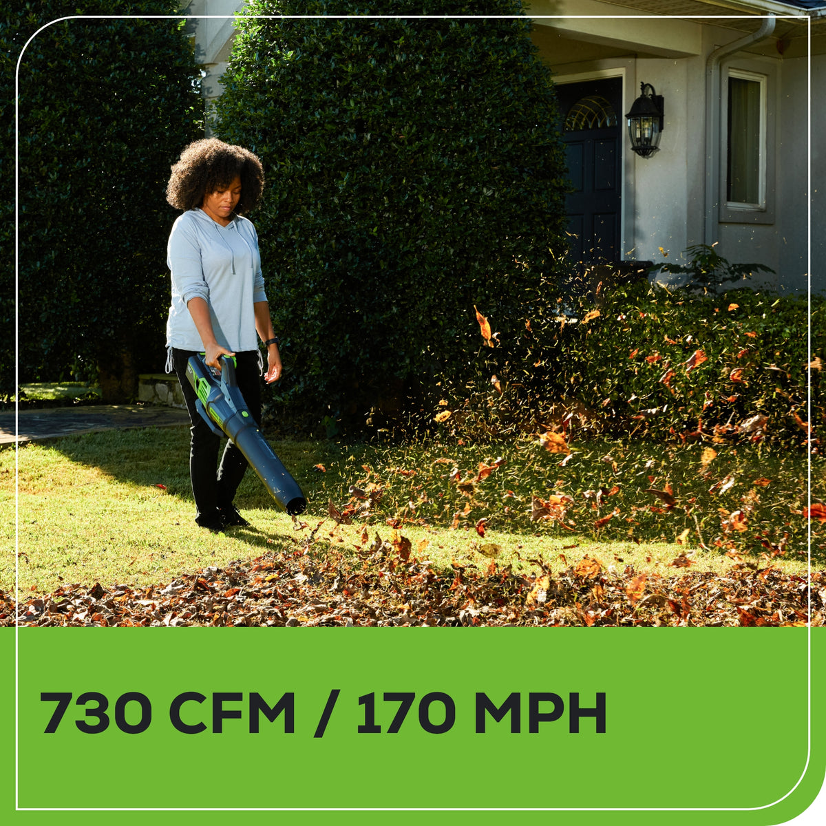 OPEN BOX 80V 730 CFM Cordless Battery Leaf Blower: 2.5 Ah Battery and Rapid Charger