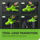 40V 505 CFM Cordless Battery Leaf Blower/Vacuum: 5.0 Ah Battery and Charger