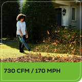 RENEWED 80V 730 CFM Cordless Battery Leaf Blower: 2.5 Ah Battery and Rapid Charger