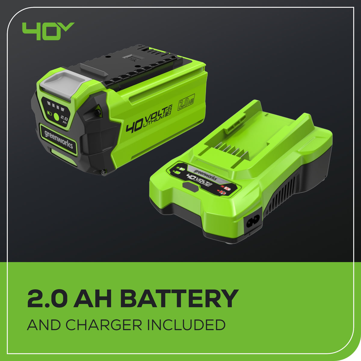 40V 350 CFM Cordless Battery Leaf Blower: 2.0 Ah Battery and Charger