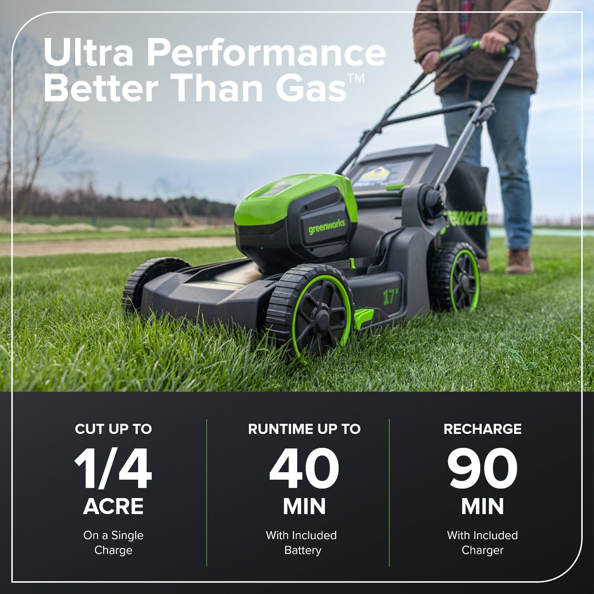 60V 17" Cordless Battery Push Lawn Mower and 13" String Trimmer Combo Kit: 4.0 Ah Battery and Charger