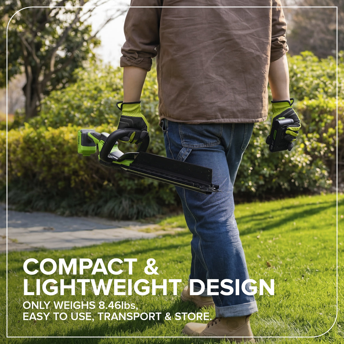 24V 20" Brushless (1.1" Cutting Capacity) Hedge Trimmer: 2.0Ah Battery and 30W Charger