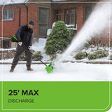 80V 12" Cordless Battery LED Snow Shovel, Directional Vanes: 2.5 Ah Battery and Charger