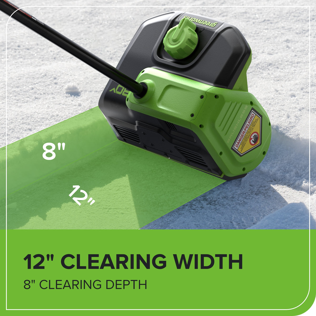 80V 12" Cordless Battery LED Snow Shovel, Directional Vanes: 2.5 Ah Battery and Charger