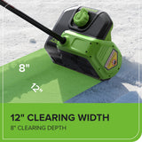 80V 12" Cordless Battery LED Snow Shovel, Directional Vanes: 2.5 Ah Battery and Charger
