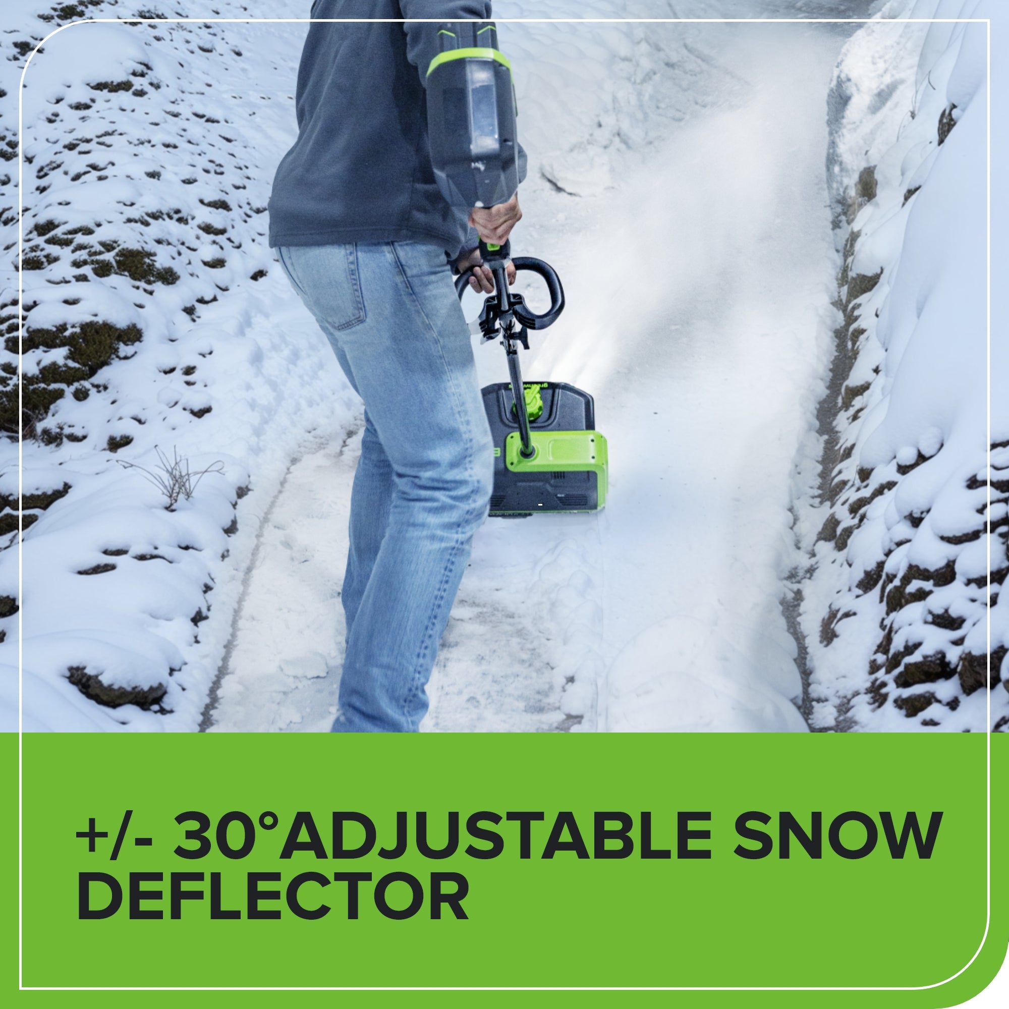 80V 12" Cordless Battery LED Snow Shovel, Directional Vanes: 2.5 Ah Battery and Charger