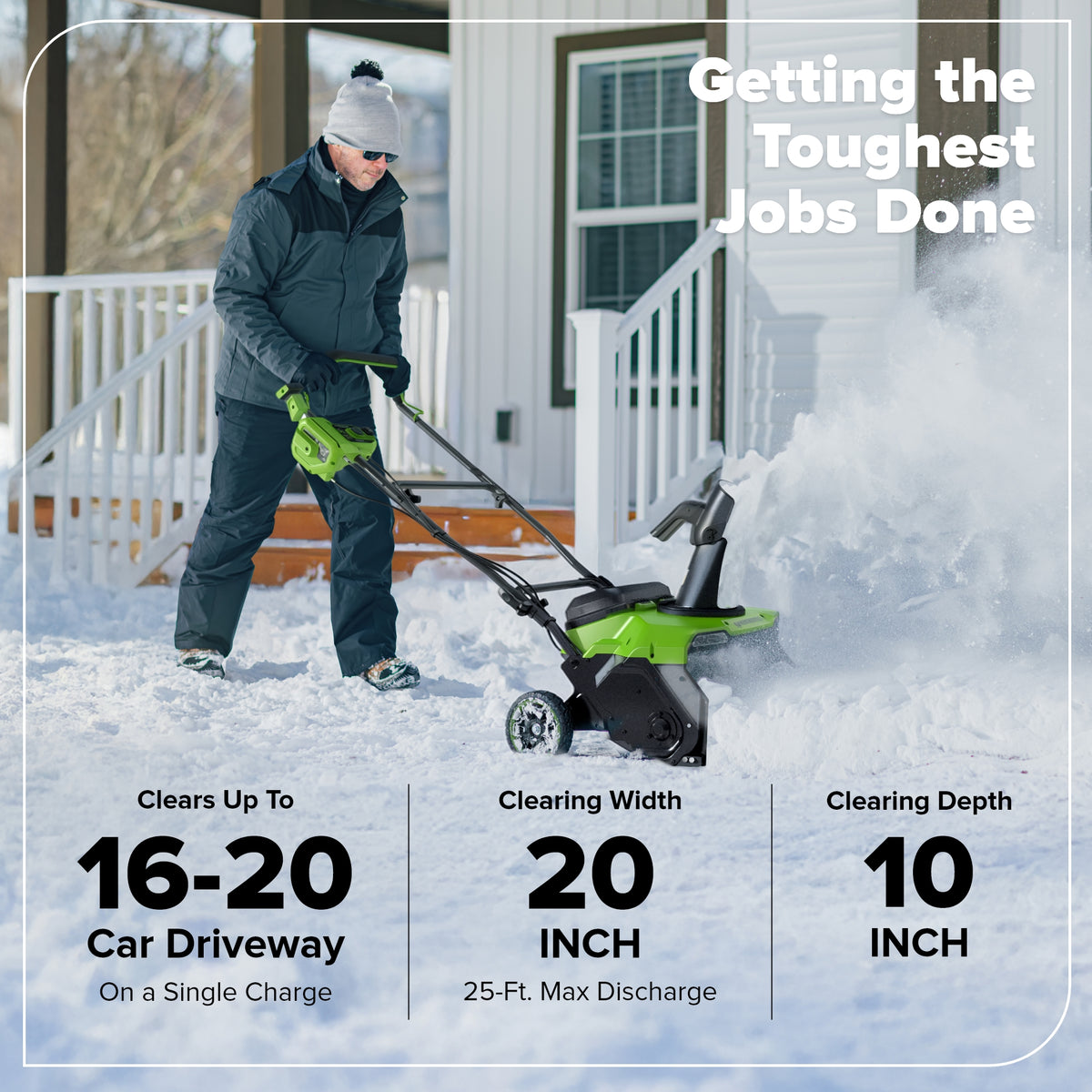 40V 20" Cordless Battery Snow Blower: 5.0 Ah Battery and Charger