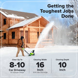 40V 16" Cordless Battery Snow Blower: 5.0 Ah Battery and Charger