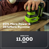 24V Cordless Battery Quarter Sheet Sander: 2.0 Ah Battery and Charger