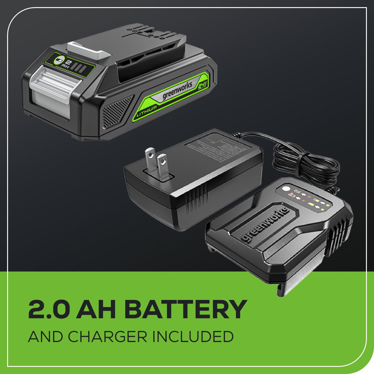 24V 18GA Brad Nailer: 2.0 Ah Battery and Charger