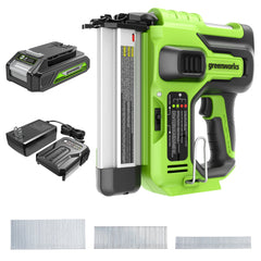 24V 18GA Brad Nailer: 2.0 Ah Battery and Charger