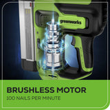 24V 18GA Brad Nailer: 2.0 Ah Battery and Charger