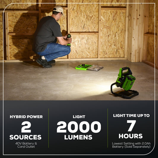 40V AC/DC 2000 Lumen LED Work Light (Tool Only)