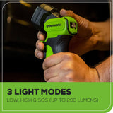 24V 200 Lumen Cordless Battery LED Flashlight: 2.0 Ah Battery and Charger