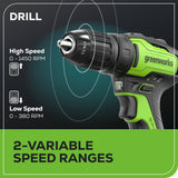 24V Cordless Battery Drill, Impact Driver and Jig Saw 3PC Combo Kit: (2) 2.0 Ah Batteries and Charger