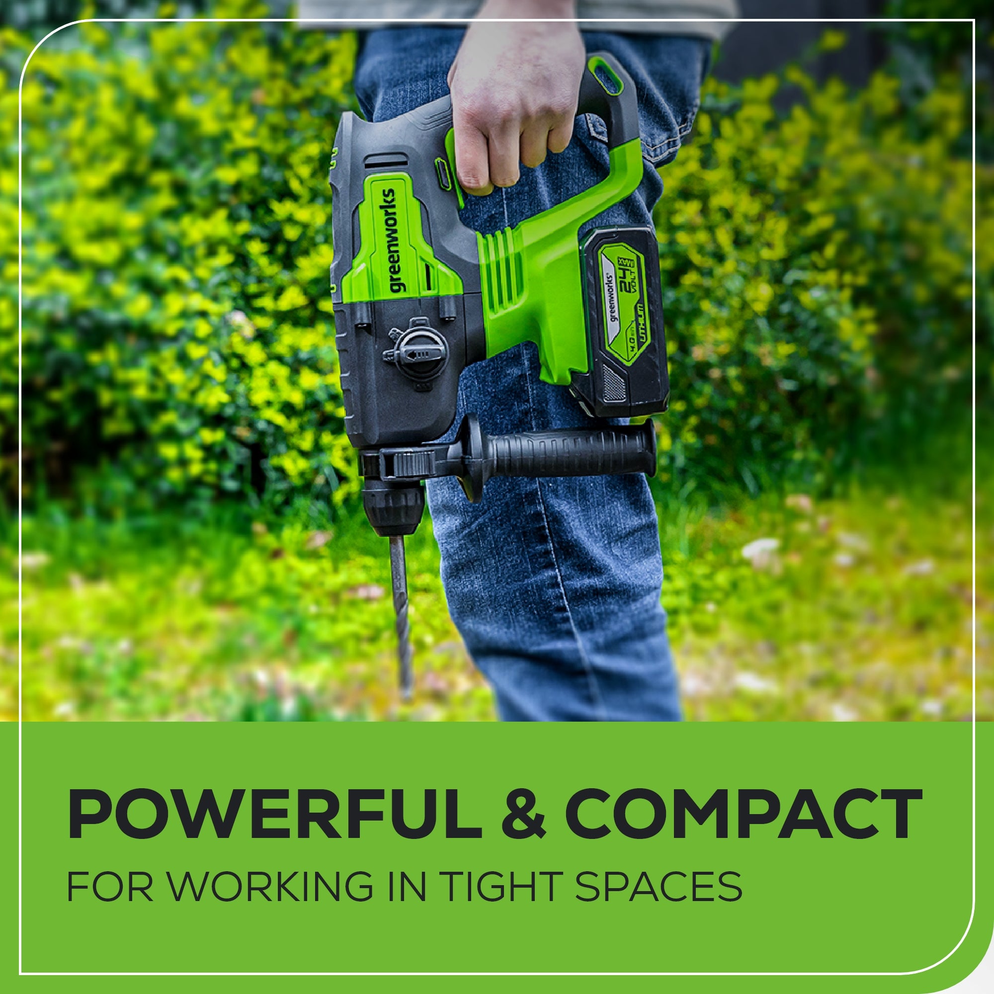 24V SDS-Plus 2J Brushless Rotary Hammer Drill: 4.0 Ah USB Battery and Charger