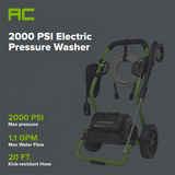 2000 PSI 1.1 GPM Cold Water Electric Pressure Washer