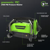 2100 PSI 1.2 GPM Portable Cold Water Electric Pressure Washer