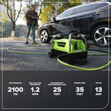2100 PSI 1.2 GPM Portable Cold Water Electric Pressure Washer