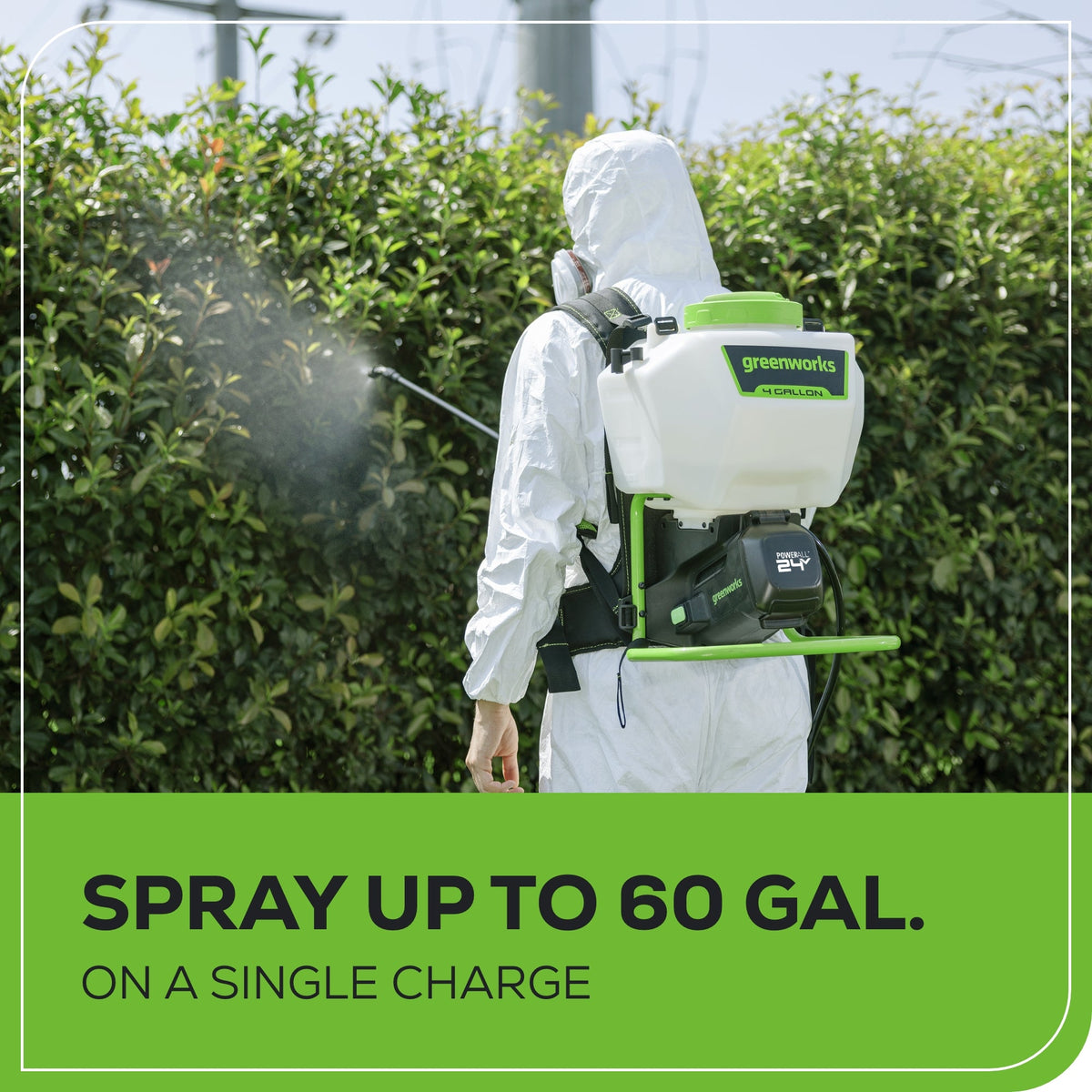 24V Cordless Battery Backpack Sprayer: 2.0 Ah USB Battery and Charger
