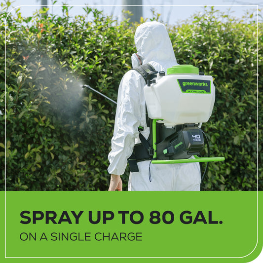 40V Cordless Battery Backpack Sprayer: 2.0 Ah USB Battery and Charger