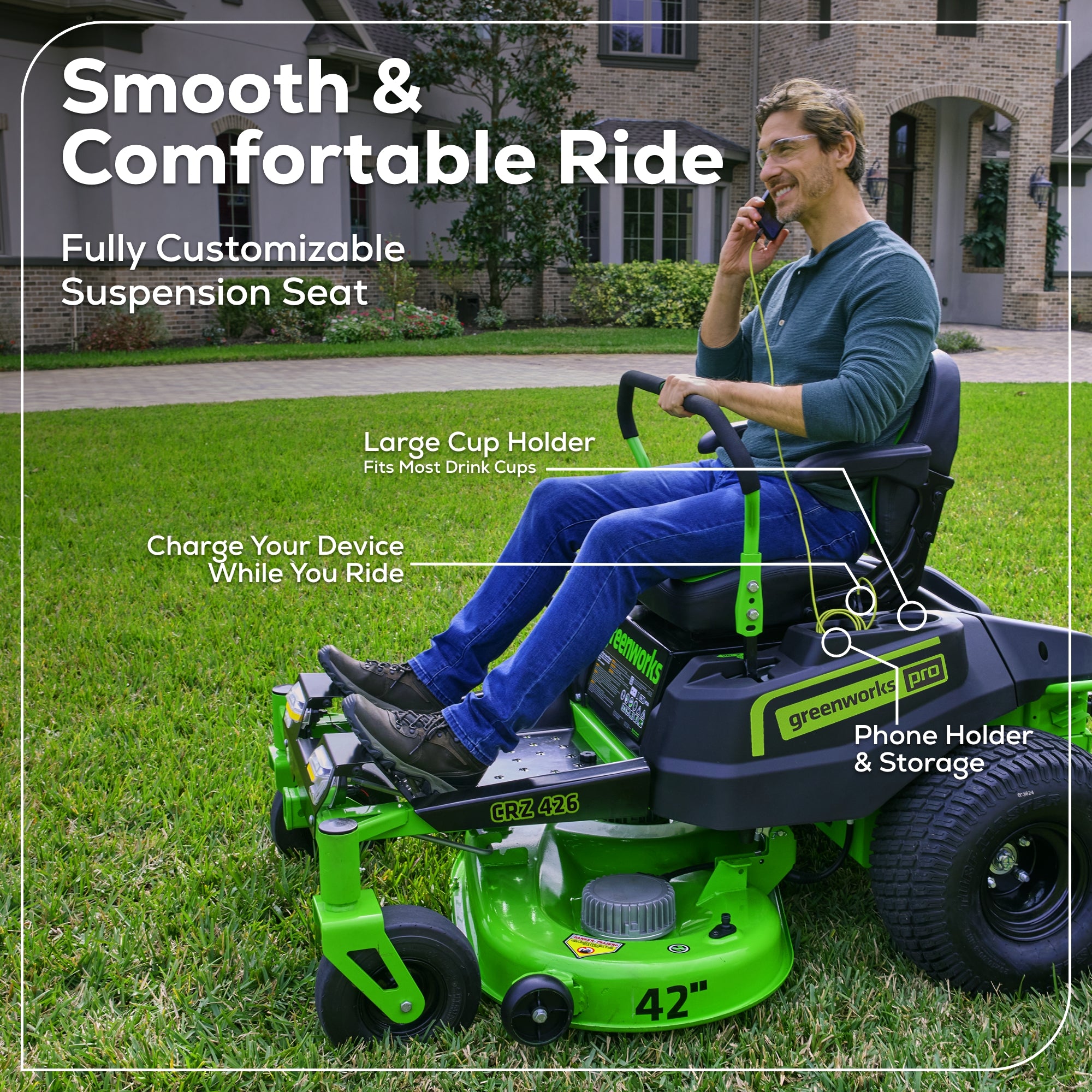 60V 42" Electric CrossoverZ Zero Turn Mower: (6) 8 Ah Batteries and 600W Wall Charger, CRZ4262