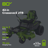RENEWED 80V 42" Cordless Battery CrossoverZ Zero Turn Lawn Mower, (4) 5Ah Batteries and (3) Dual-Port Chargers, CRZ4282