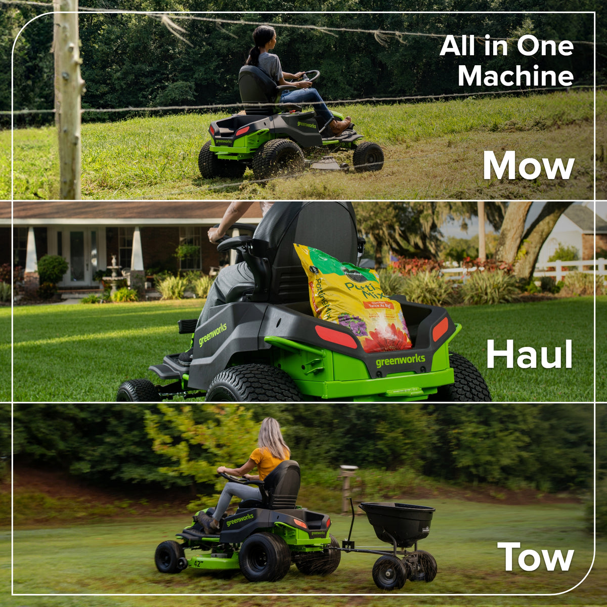 60V 42" Cordless Battery CrossoverT Riding Lawn Mower, (4) 8.0 Ah Batteries and 600W Wall Charger, CRT4262