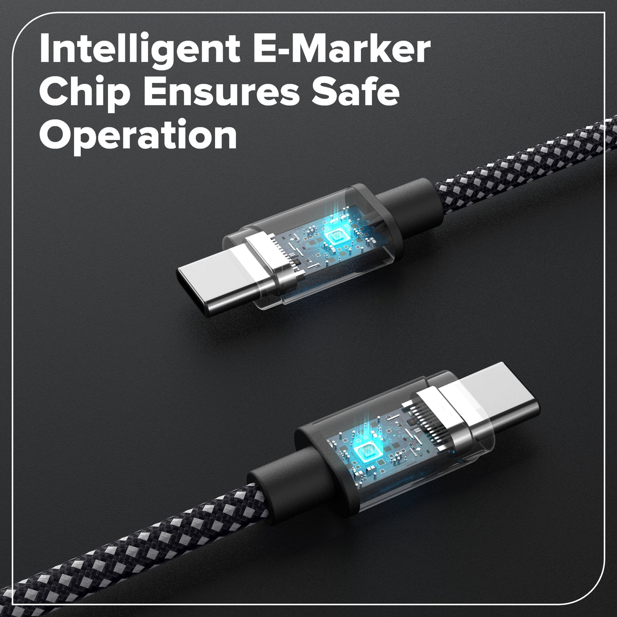 3FT 100W Fast Charging Cord, Bi-Directional USB-C