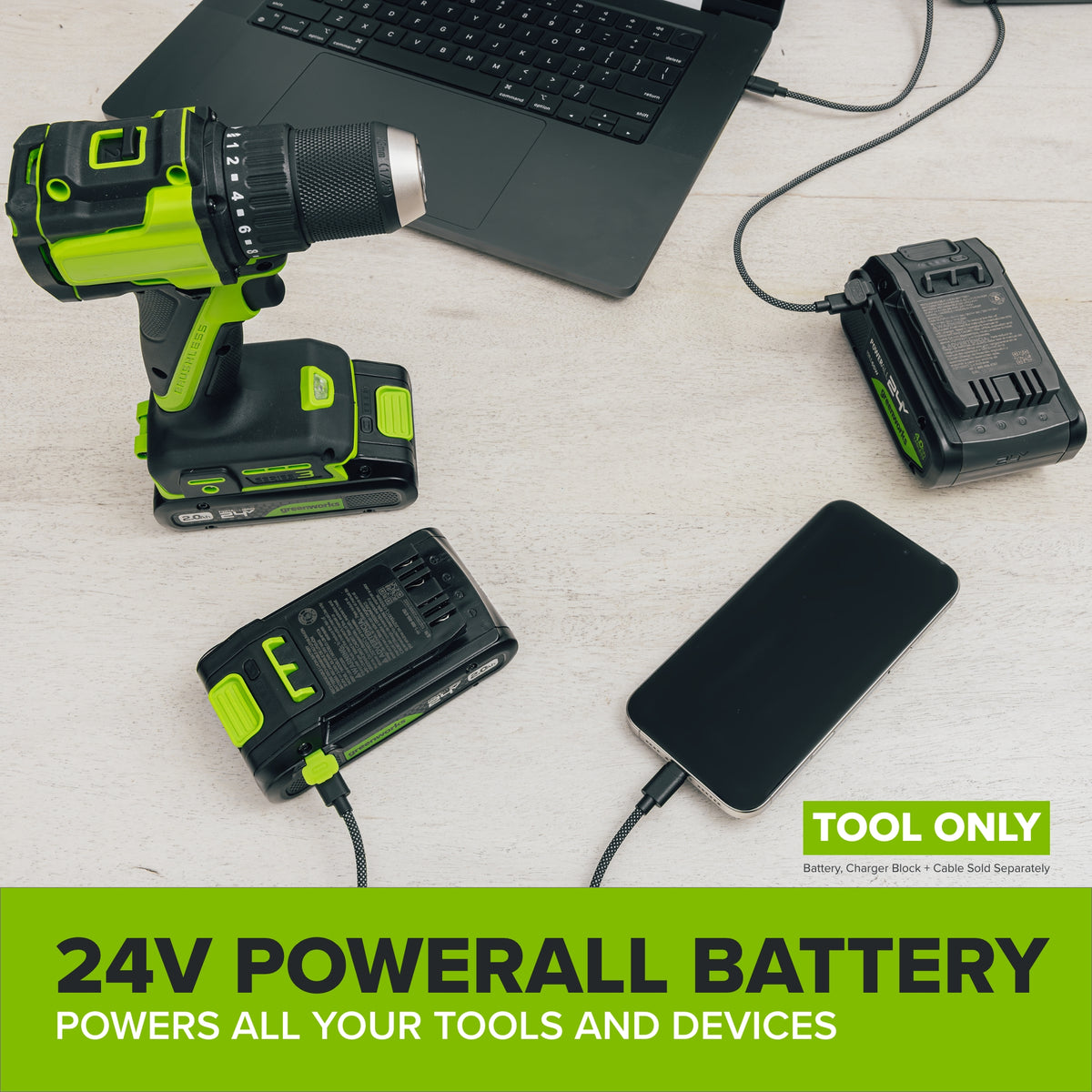 24V PowerAll Brushless 4-1/2" Angle Grinder Kit with Grinding Wheel & Accessories