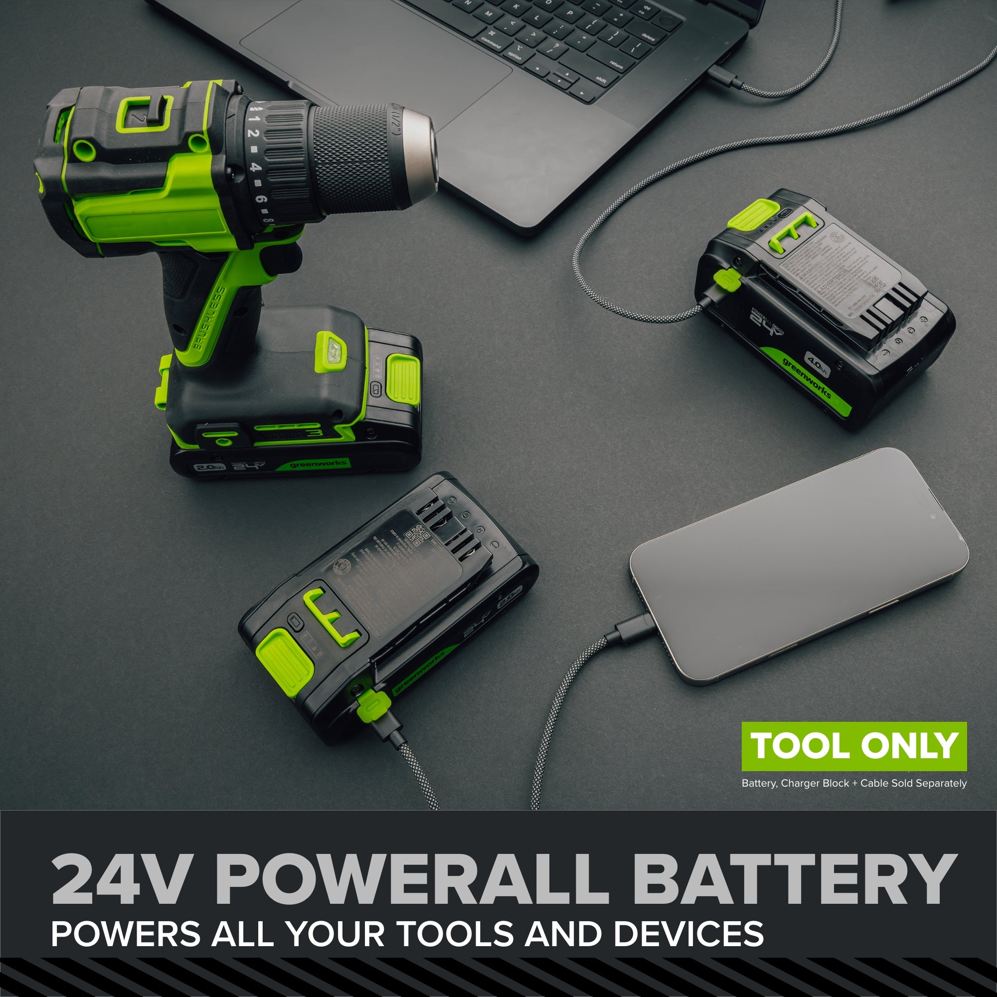 24V PowerAll Pro 4-1/2" Angle Grinder Kit with Grinding Wheel & Accessories