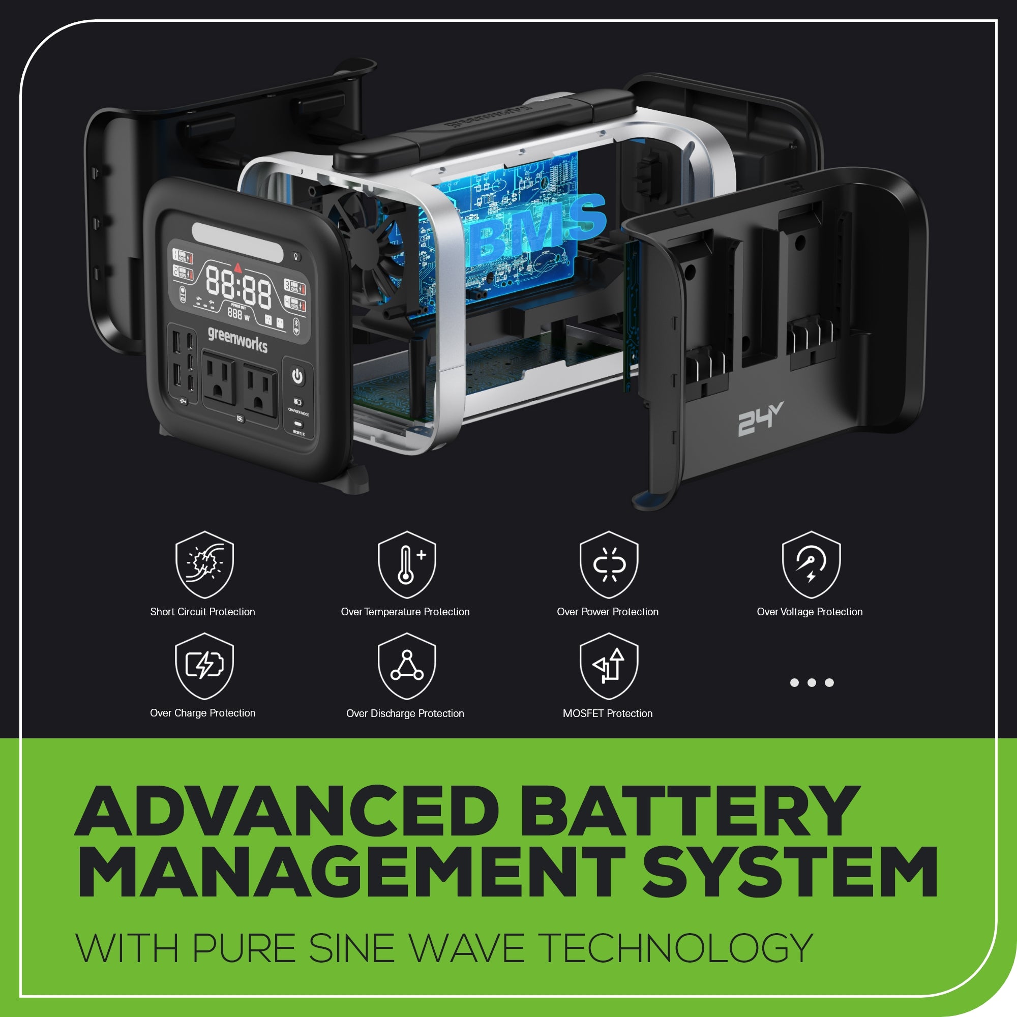 24V 500W Portable Power Station, (4)4.0 Ah Battery and Charger