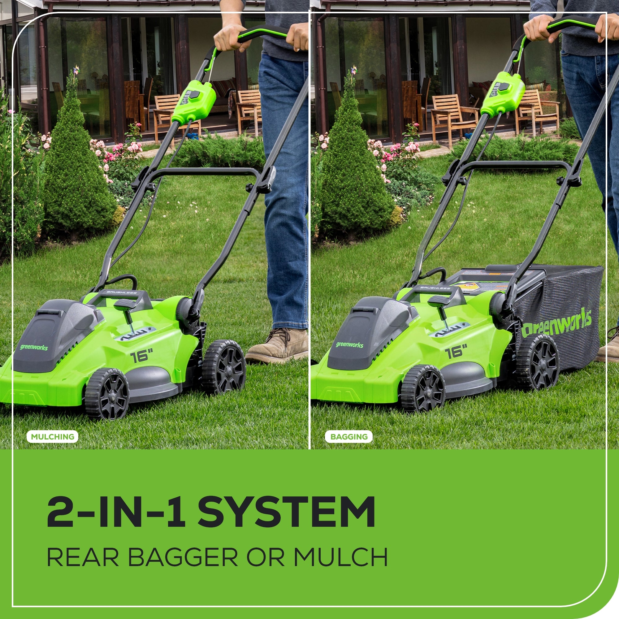 OPEN BOX 40V 16" Cordless Battery Brushless Push Lawn Mower: 4.0 Ah Battery and Charger, LM1624