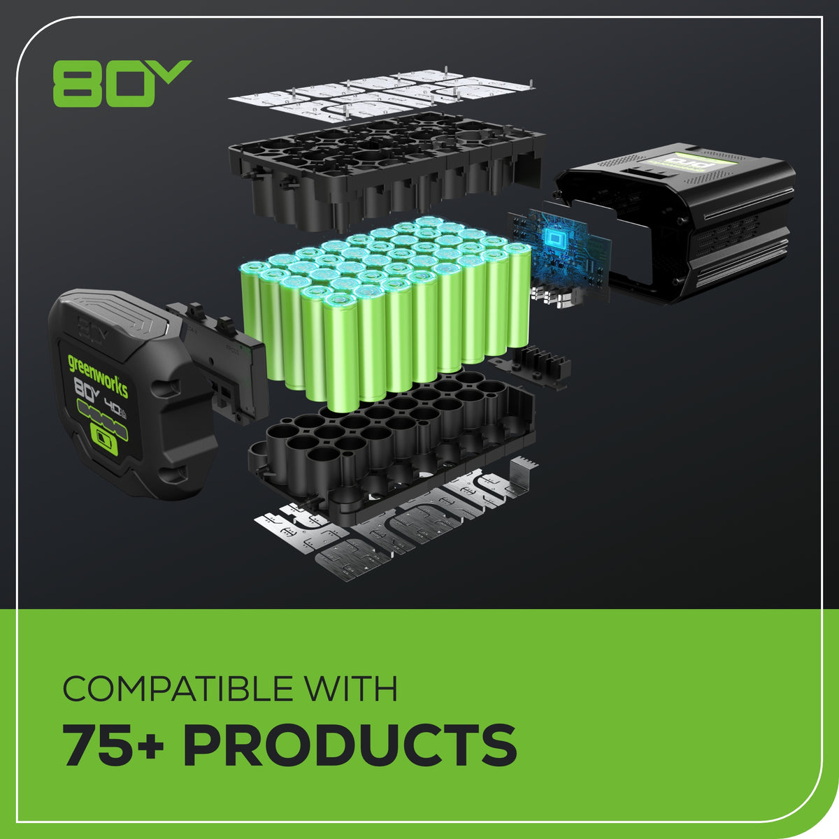 80V 16" 2.0kW Cordless Battery Chainsaw w/ 4.0 Ah Battery & Charger