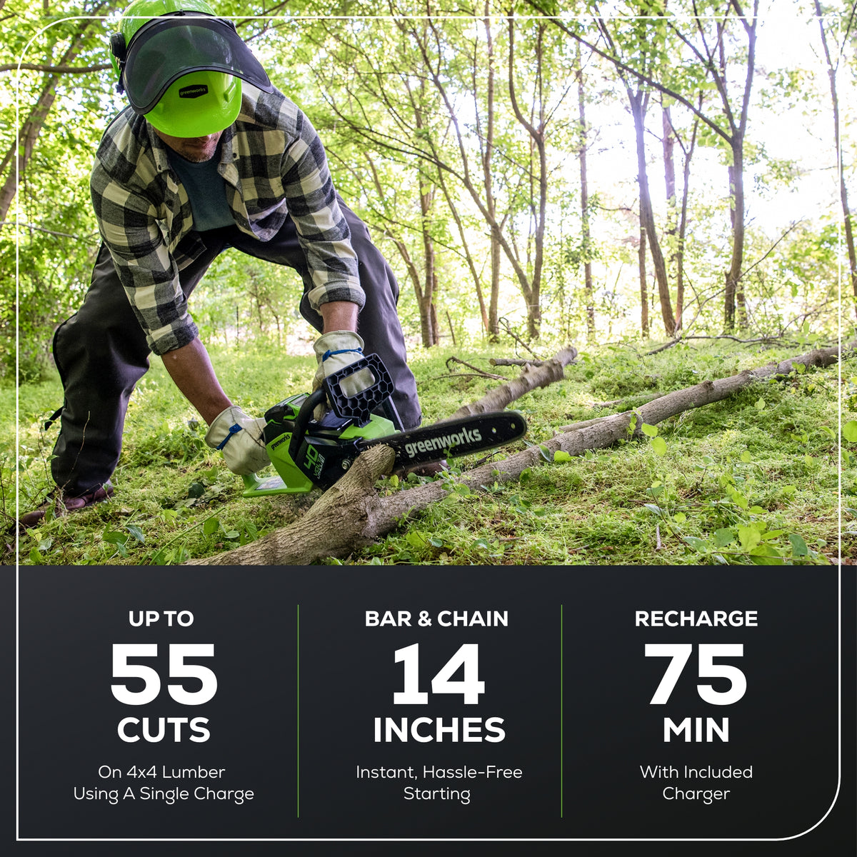 40V 14" Cordless Battery 1.5kW Chainsaw w/ 2.5 Ah Battery & Charger